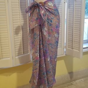 Large flower print scarf